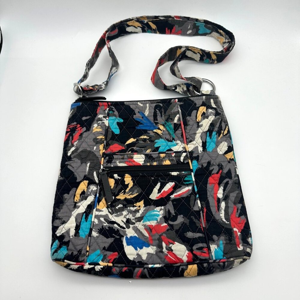 Vera Bradley Hipster Crossbody Splash Floral Print Black Bright Multi Print